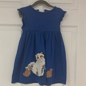 Mini Boden Royal Blue Dress with Kitten Appliqué